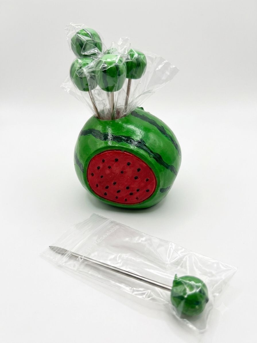 Water Melon Fruit Fork Set of 5 with Holder Stainless Steel Food Picks for Kids Plastic Fruit Fork-image-42