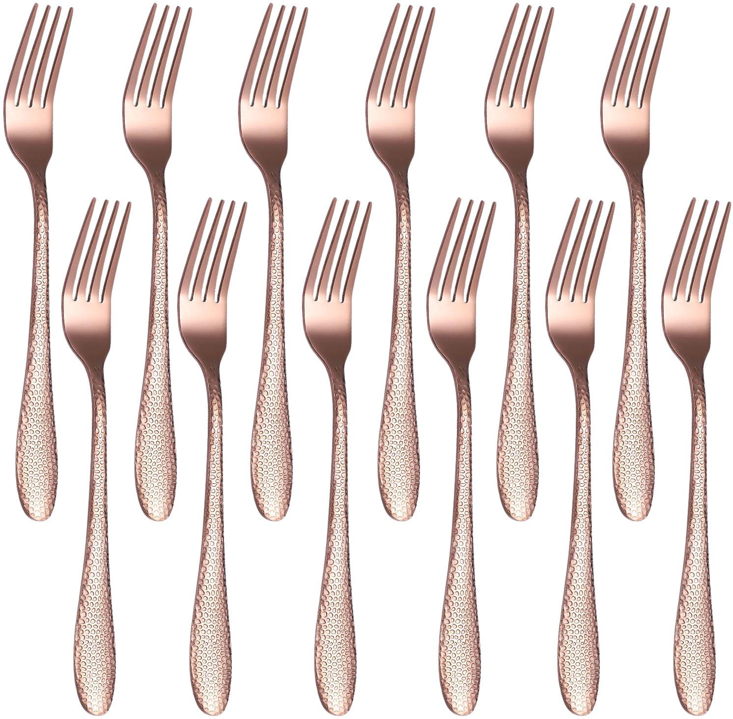 Exceptional Mirror Finish Forks And Spoons Silverware Forks Set (Rose Gold) Stainless Steel Dinner Fork Set-image-23