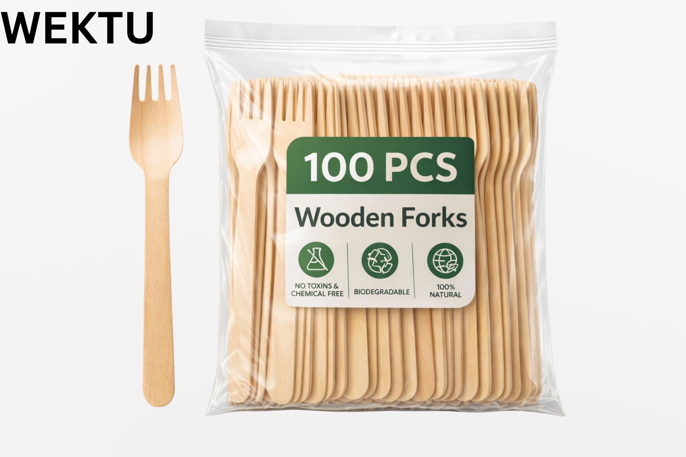 WEKTU Eco-Premium 14cm Wooden Fork/88 Disposable Wooden Fruit Fork Set-image-49