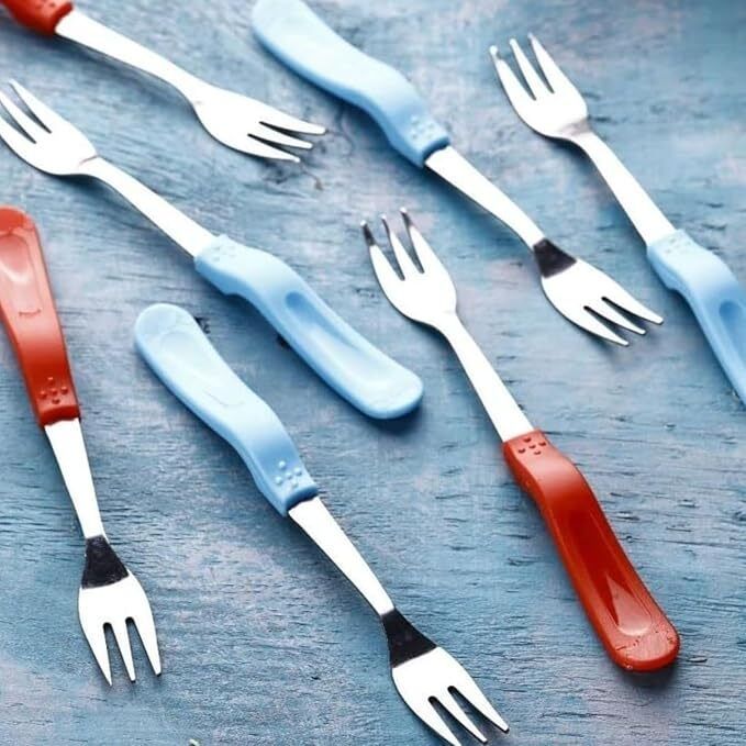 Stainless Steel Fruit Fork Set (Multicolour) Stainless Steel, Plastic Fruit Fork Set-image-26