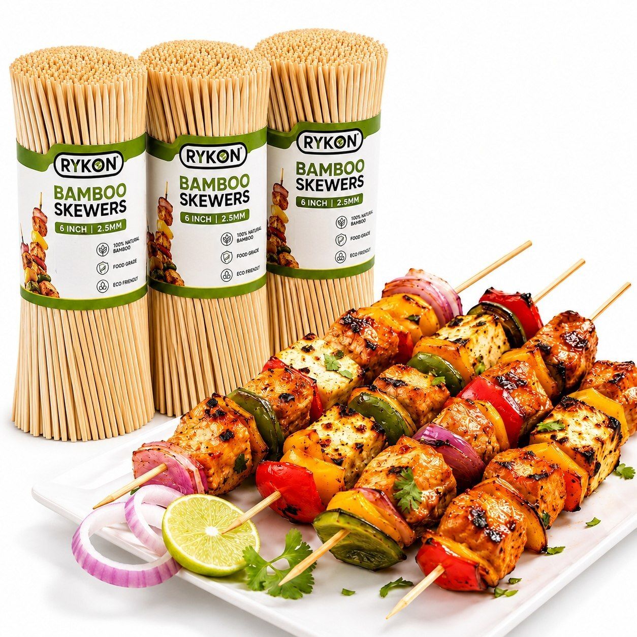 Bamboo Skewers Sticks 6 Inch 2.5mm 65 Pcs Pack of 3 Disposable Bamboo Baby Fork, Dessert Fork, Dinner Fork, Fruit Fork, Roast Fork, Salad Fork Set-image-18