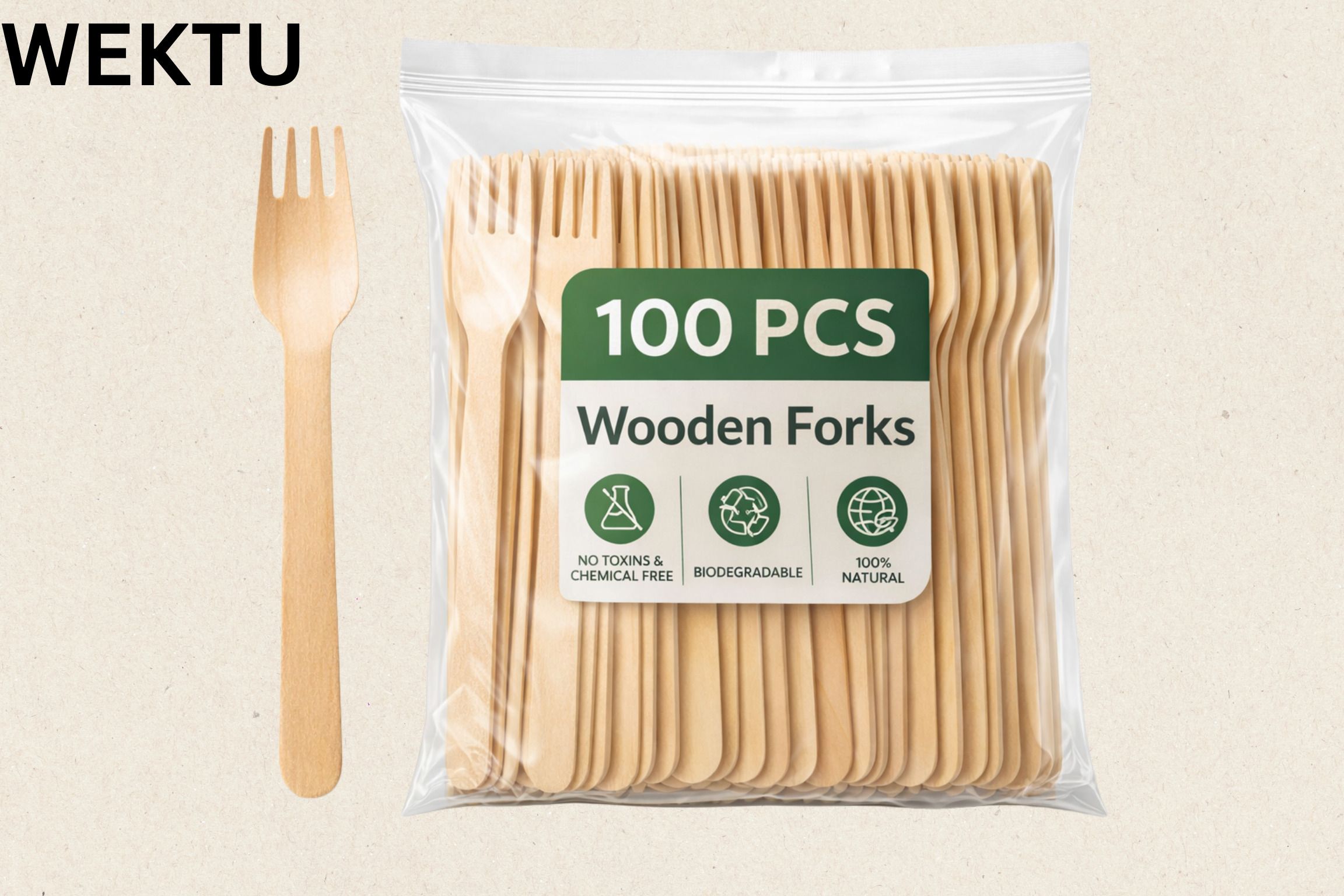wektu Disposable Wooden Fruit Fork Set-picture-39
