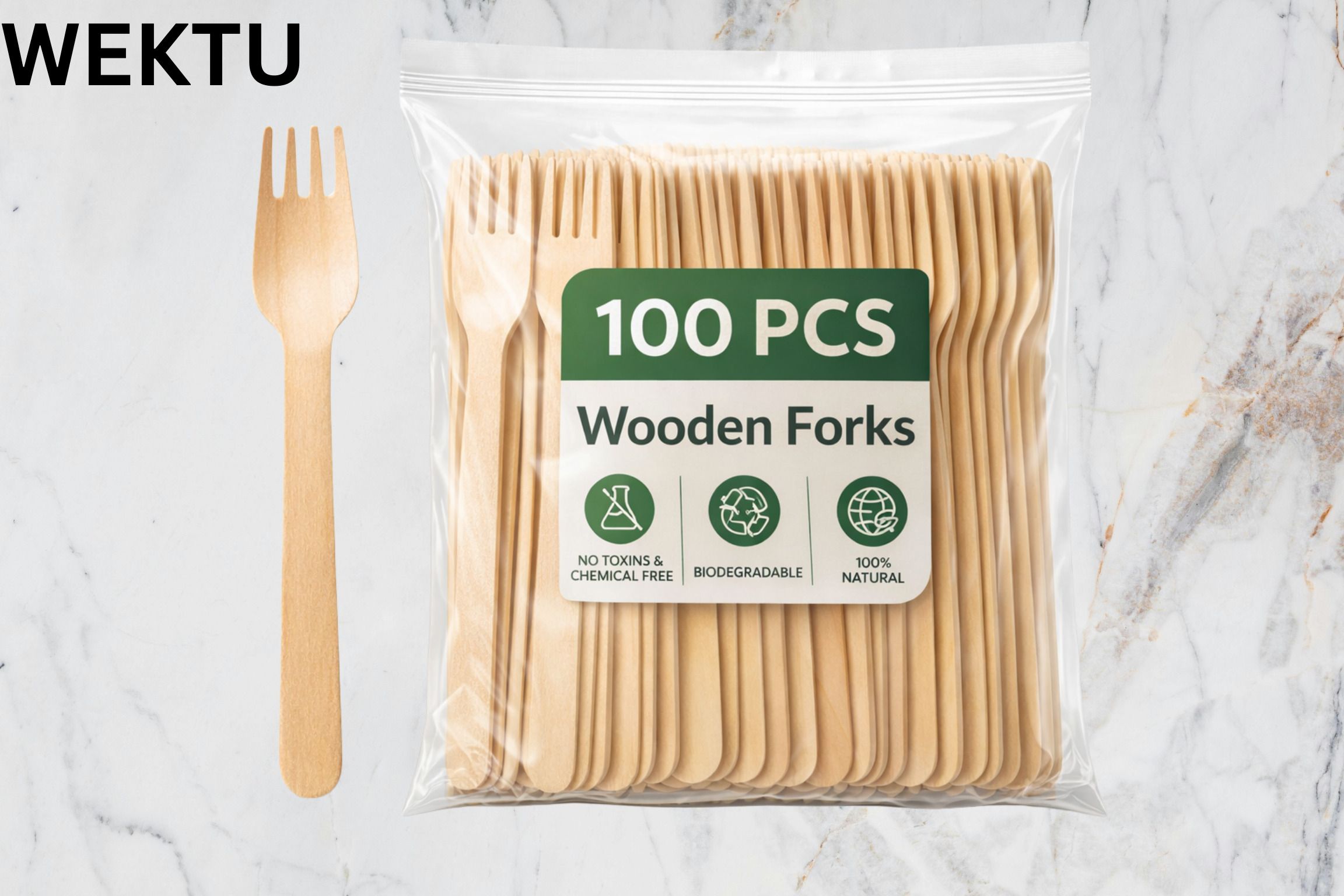 WEKTU Eco-Premium 14cm Wooden Fork/41 Disposable Wooden Fruit Fork Set-image-47