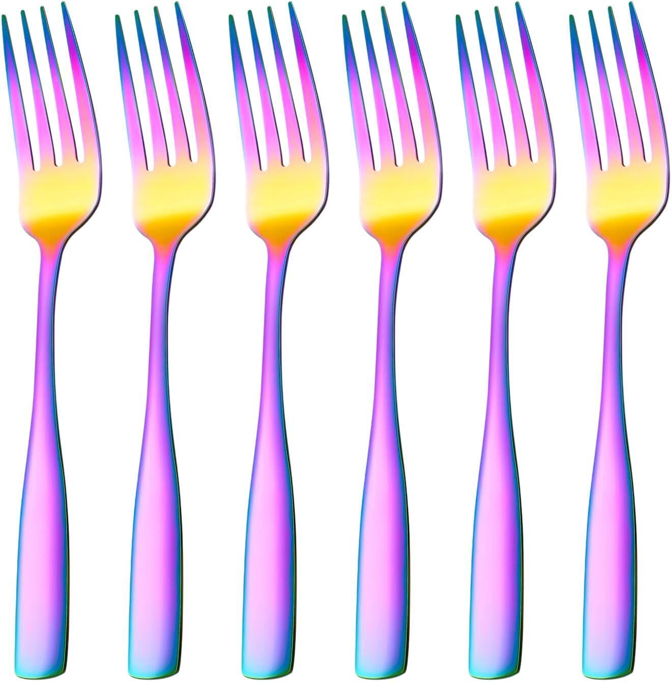 oicia Nw1_Rainbow Flatware Cutlery Forks, Salad & Fruit Fork, Appetizer Fork Stainless Steel Dinner Fork Set-picture-25