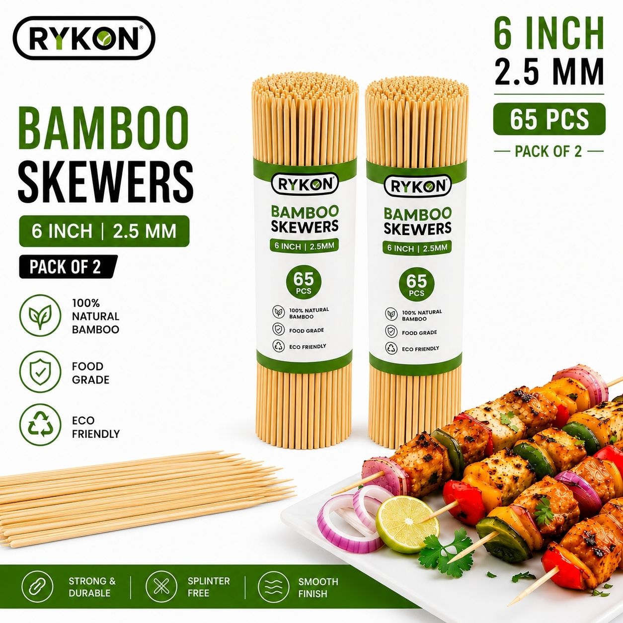 Bamboo Skewers Sticks 6 Inch 2.5mm Pack of 2 | Wooden BBQ Sticks Disposable Bamboo Dessert Fork, Dinner Fork, Fondue Fork, Fruit Fork, Roast Fork, Salad Fork, Serving Fork Set-image-22