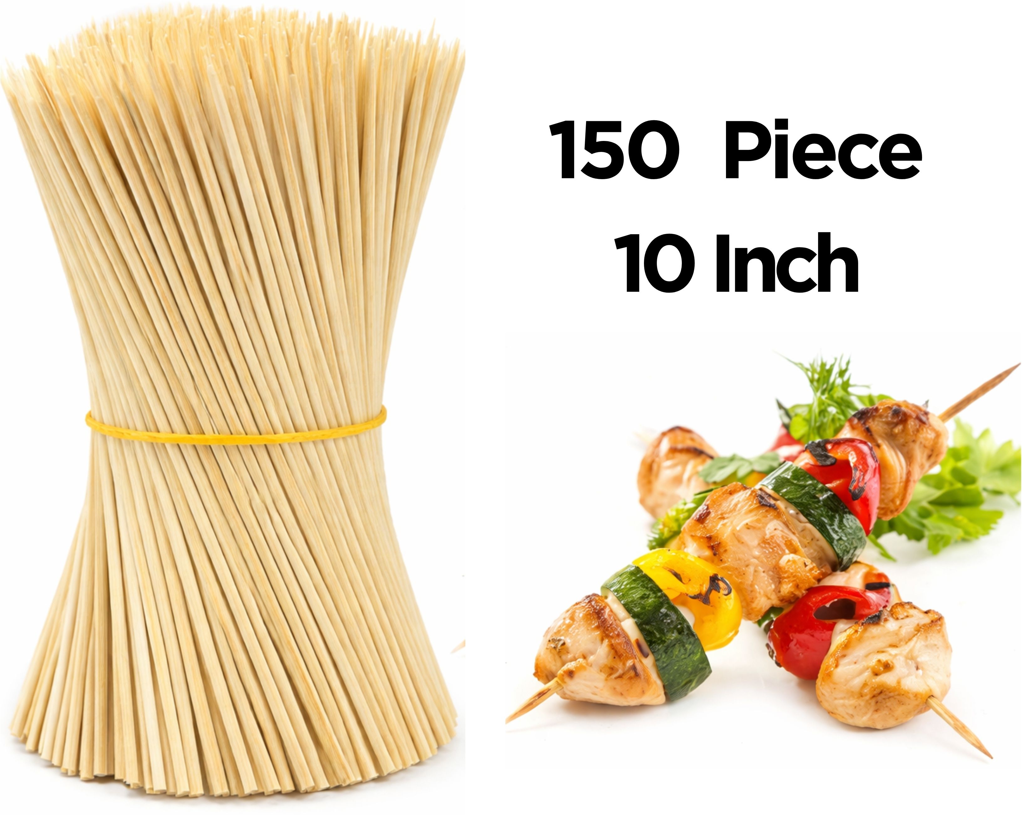Bamboo Grill Sticks 10 inches, 2mm (150 piece) Disposable Bamboo Roast Fork-image-27