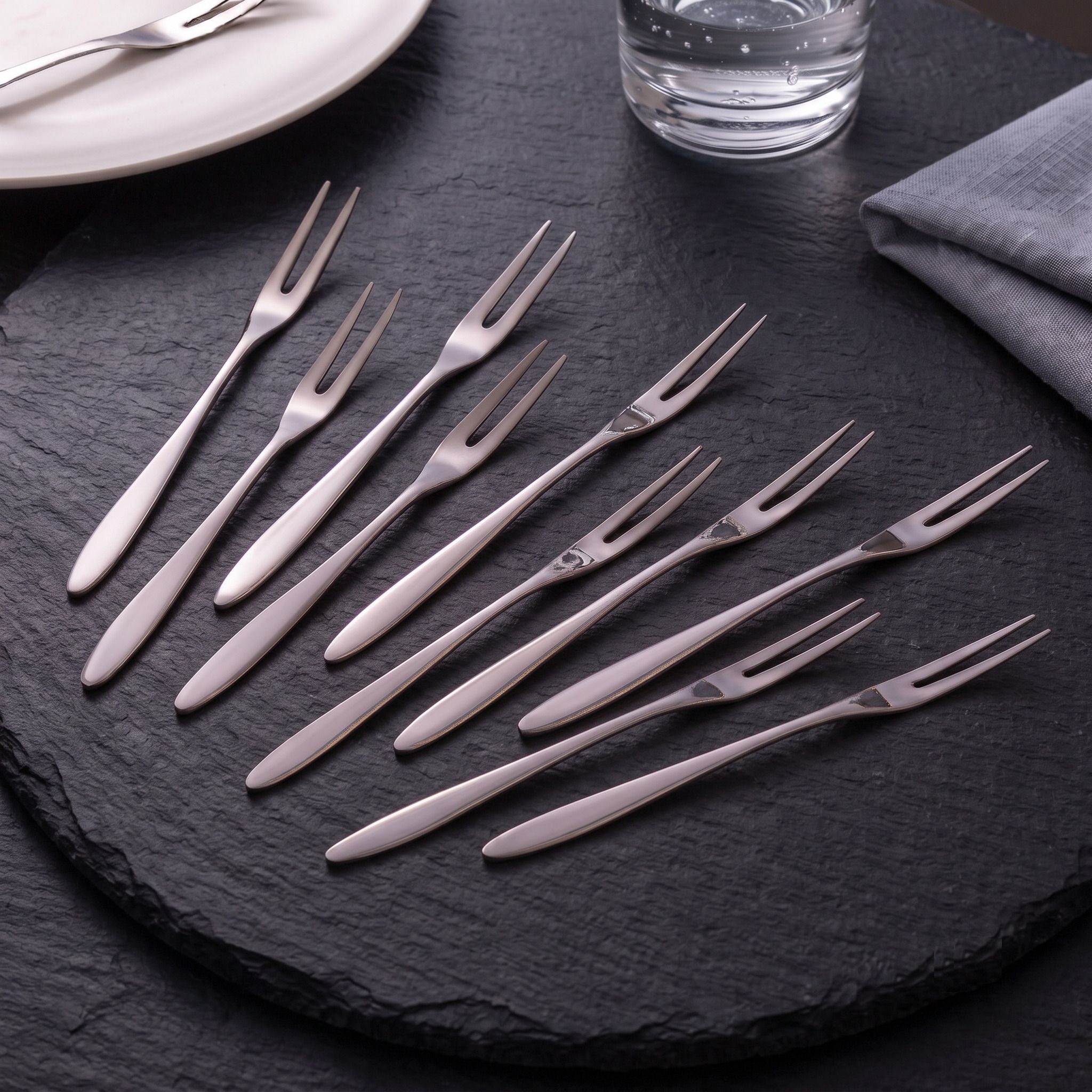 Refined Stainless Steel Fruit Fork Set For Buffet Dining Kitchen Pack Of 10 Steel Fruit Fork, Salad Fork, Dessert Fork Set-image-23