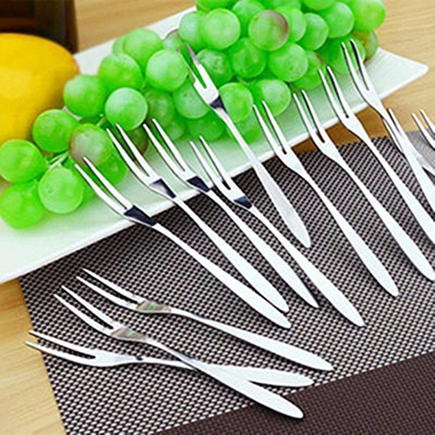 destroyer Vasudev Premium Fruit Fork Set of 12 for Fruits, Pastries< Cakes Stainless Steel Fruit Fork, Baby Fork Set-picture-11