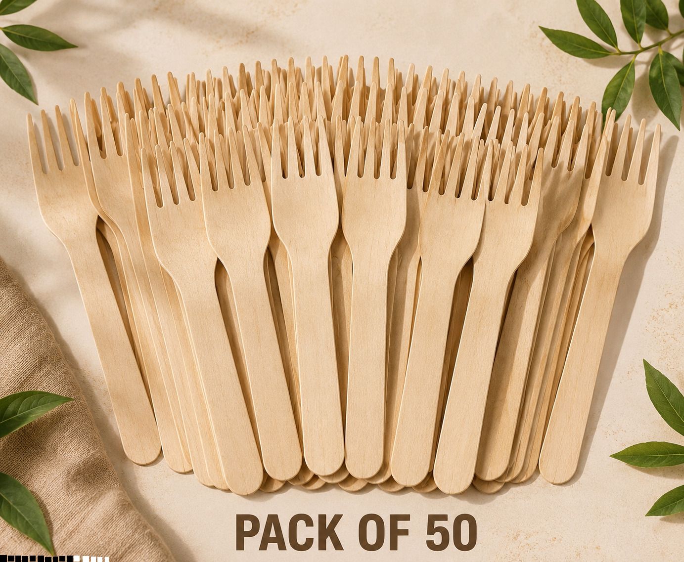 bzilo Pack of 50 Wooden Disposable Forks 160 mm for Birthday, Events & Party B54 Disposable Wooden Fruit Fork-picture-33