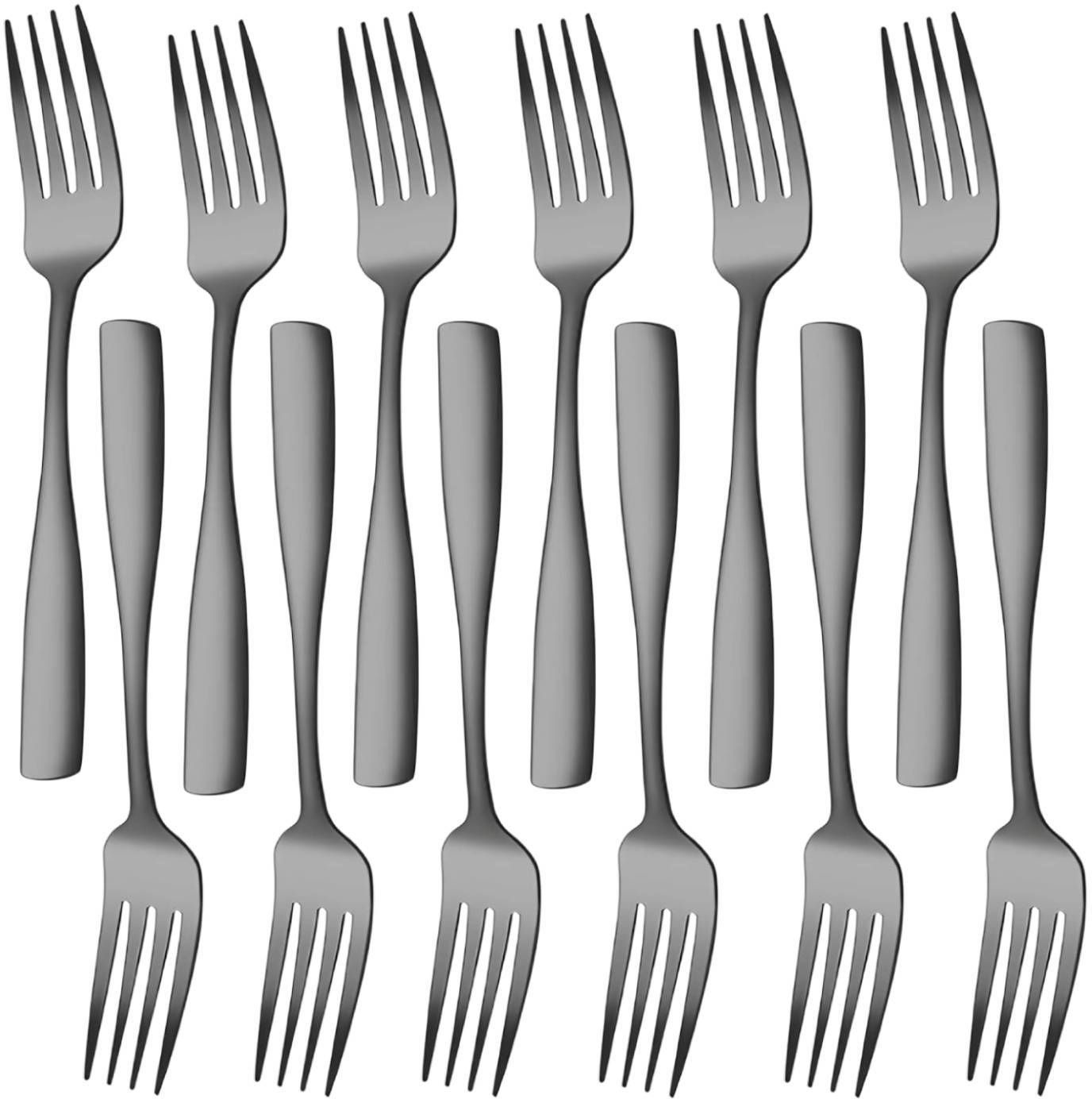 opulenceware Mirror Polished Dessert Fork - Durable Metal Appetizer & Salad Fork (Black) Stainless Steel Dessert Fork Set-picture-11