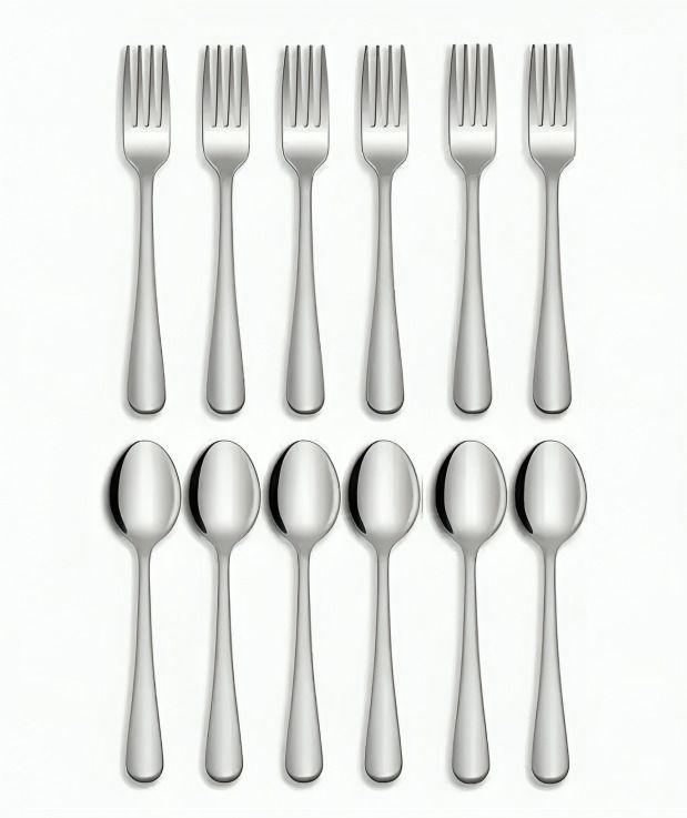 arscart 6 Baby Spoons 6 Baby fork Stainless Steel Baby Fork Set-picture-33