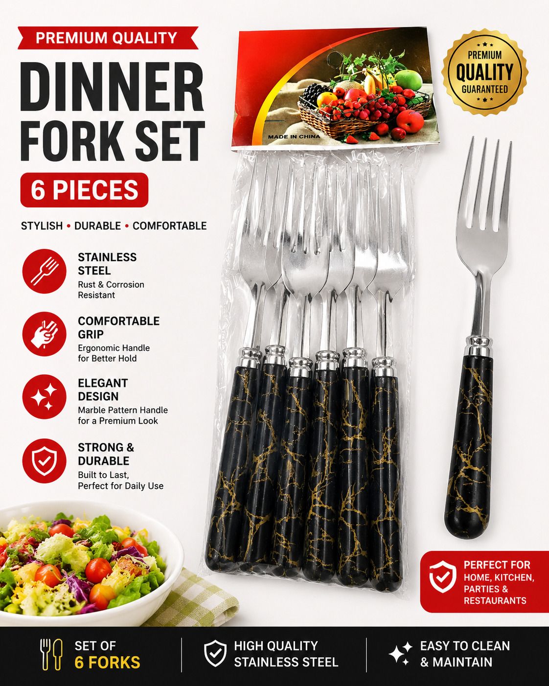 falak fashion FF-6FB Plastic, Stainless Steel Dinner Fork Set-picture-42