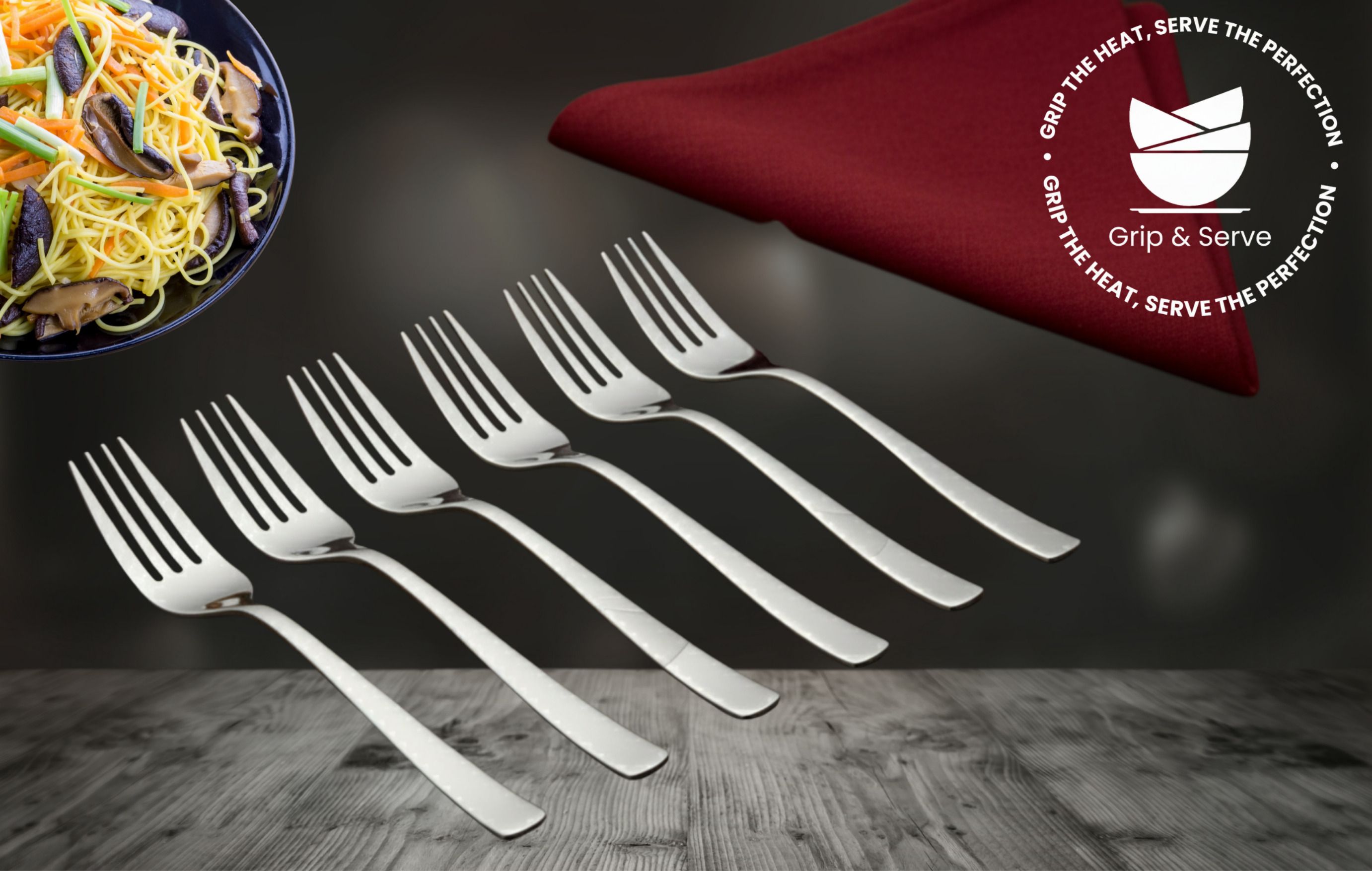 grip and serve Premium Stainless Steel Fork/Food Grade/BPA Free/6PC/46 Stainless Steel Dinner Fork Set-picture-41