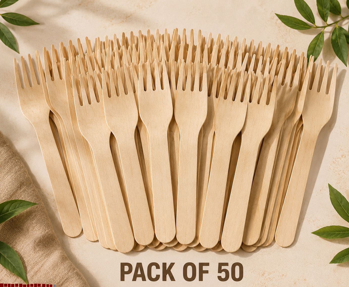 bzilo Pack of 50 Wooden Disposable Forks 160 mm for Birthday, Events & Party B36 Disposable Wooden Fruit Fork-picture-45