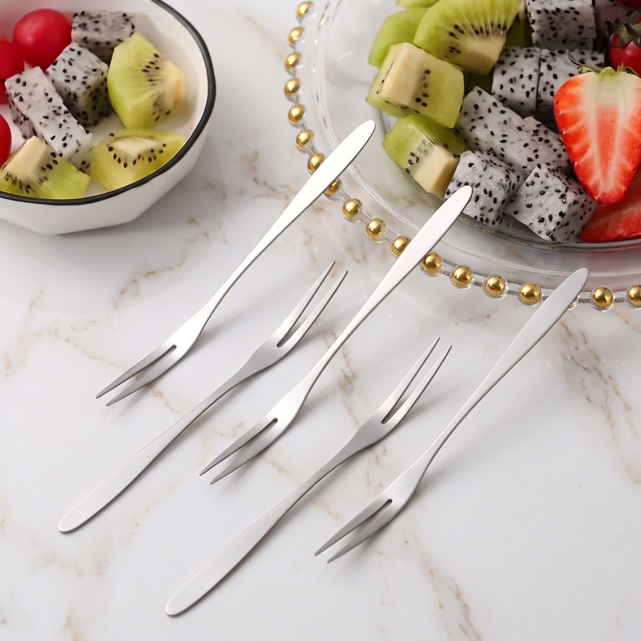 hgc Heavy Duty Stainless Steel Fruit Fork Set For Home Restaurant Dining Pack Of 5 Steel Fruit Fork, Salad Fork, Dessert Fork Set-picture-10