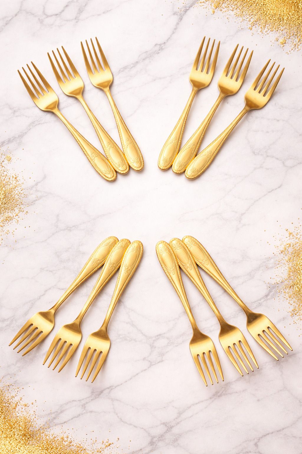 jamboree 12 Piece Gold Plated Fork Set Elegant Stainless Steel Dining Forks Stainless Steel Baby Fork Set-picture-19