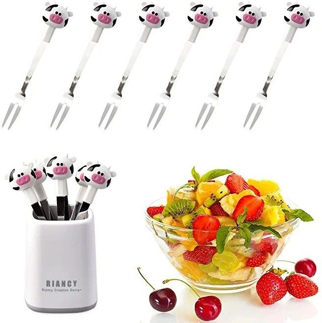 New Cartoon fruit fork Stainless Steel, Plastic Fruit Fork-image-25