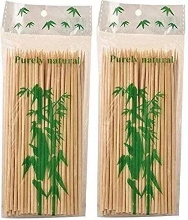 Pack of 2 x 60pc Bamboo Skewers Grill Sticks 8inch Disposable Bamboo Roast Fork Set