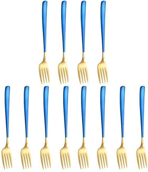Gold Dinner Fork 12 Pieces (blue) Stainless Steel Salad Fork Set-image-35