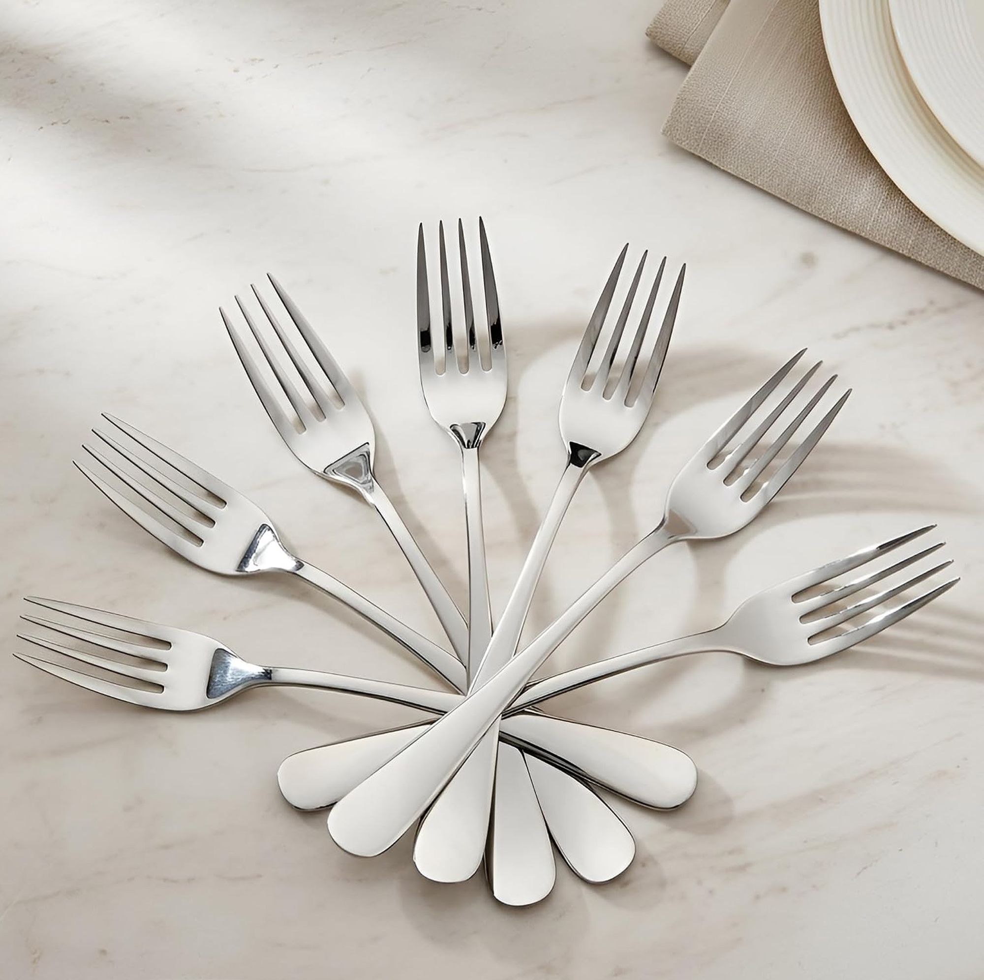 Verixo 12 Pieces Stainless Steel Dinner Fork Set | Round Edge Fruit Fork Disposable Stainless Steel Dinner Fork, Fruit Fork Set-image-23