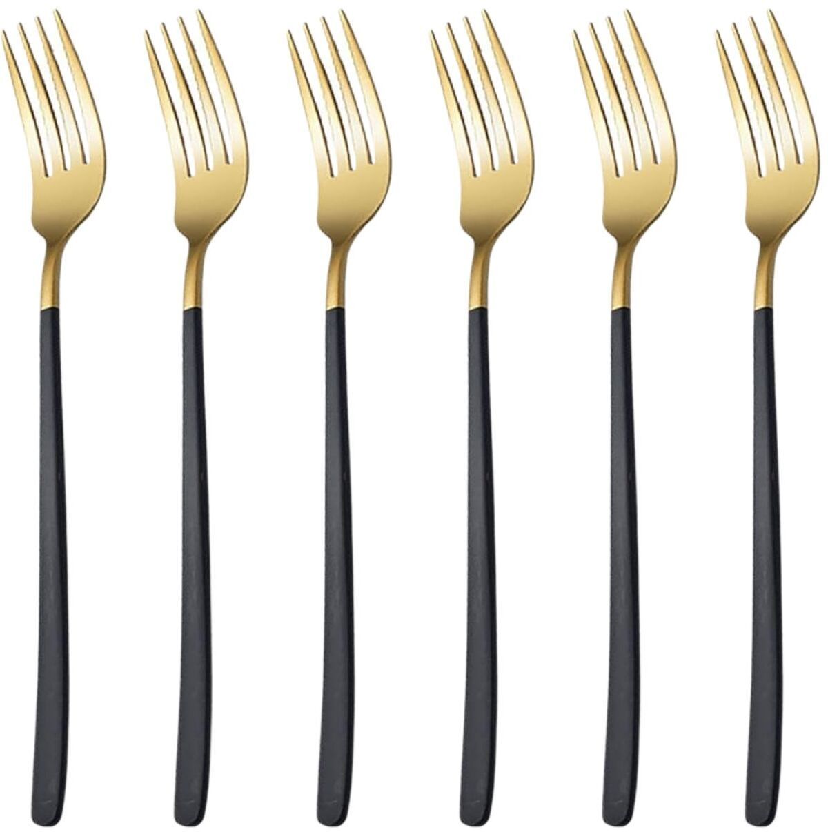 p-plus international Dinner Forks, Black And Gold Stainless Steel Goldenware Forks, Table Forks Stainless Steel Dinner Fork Set-picture-9