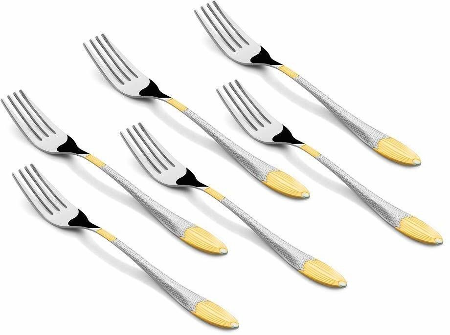 montavo by FnS Passion Real Gold Plated Stainless Steel Dessert Fork Set-picture-29