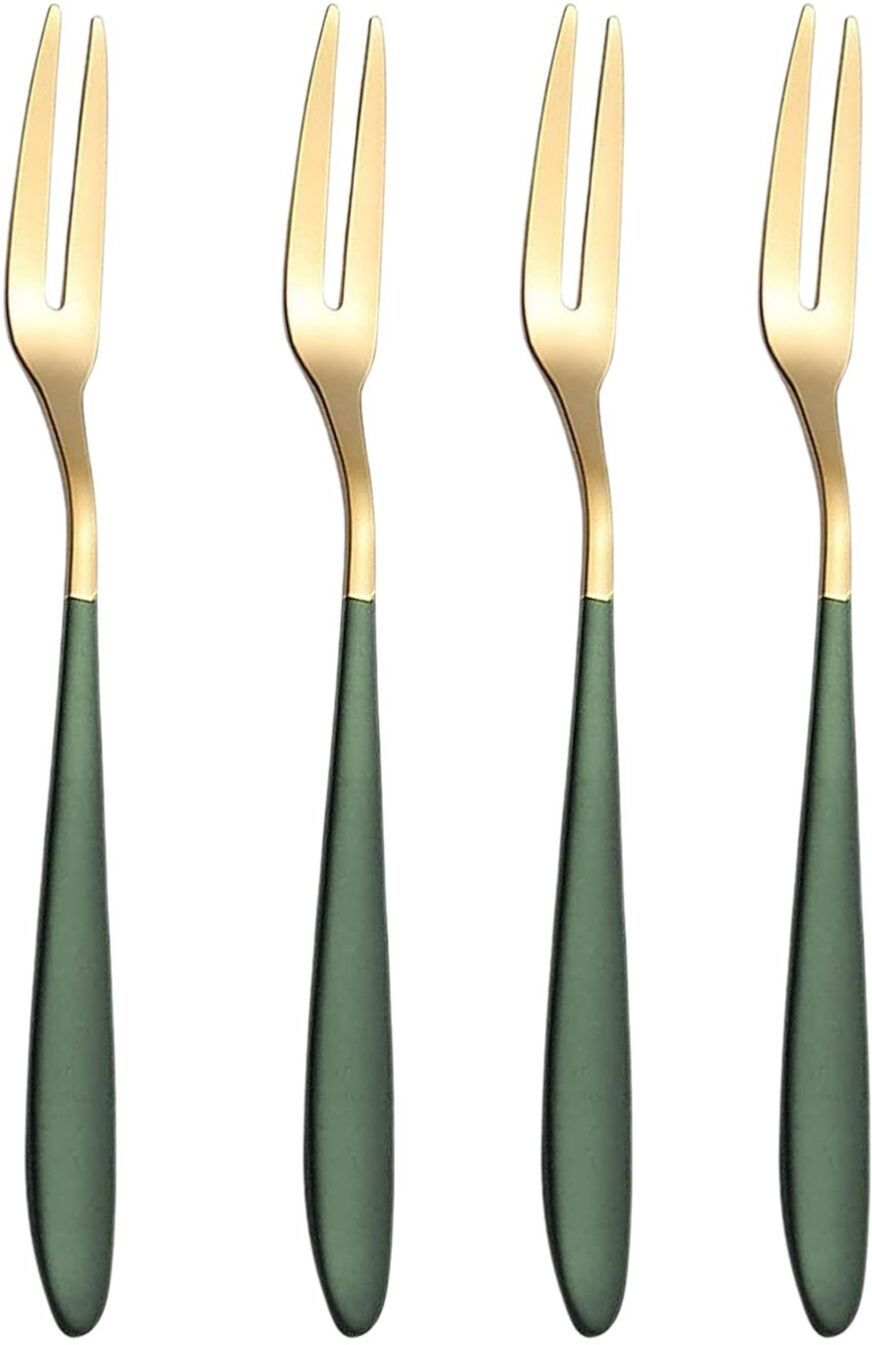 p-plus international 2-Tine for Dessert, Fruit Mini Appetizer Fork for Party Travel Dishwasher Safe Stainless Steel Dessert Fork Set-picture-41