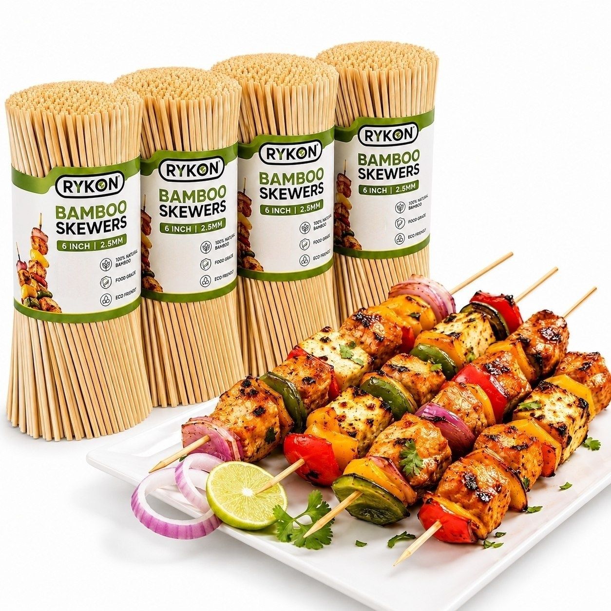 Bamboo Kebab BBQ Sticks 6 Inch 2.5mm 65 Pcs Pack of 4 | Wooden Skewers Disposable Bamboo Baby Fork, Dessert Fork, Dinner Fork, Fruit Fork, Roast Fork, Salad Fork, Serving Fork Set-image-23