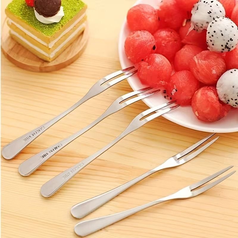 haniza 6 Piece Fruit Fork Set Stainless Steel Mini Dessert Forks Stainless Steel Serving Fork-picture-27