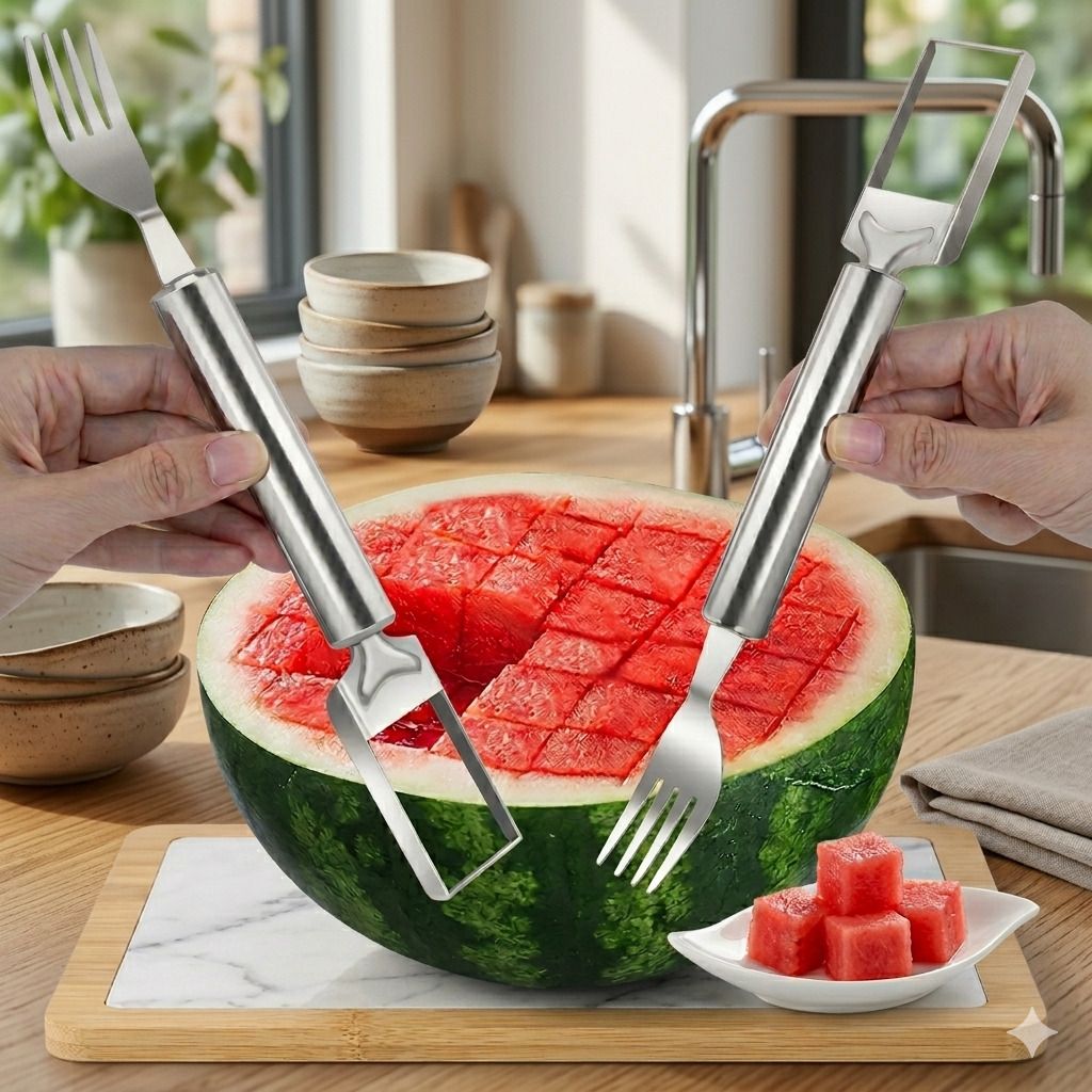 aaroofashion Fruit Serving Fork Cutter Stainless Steel Fruit Fork-picture-11