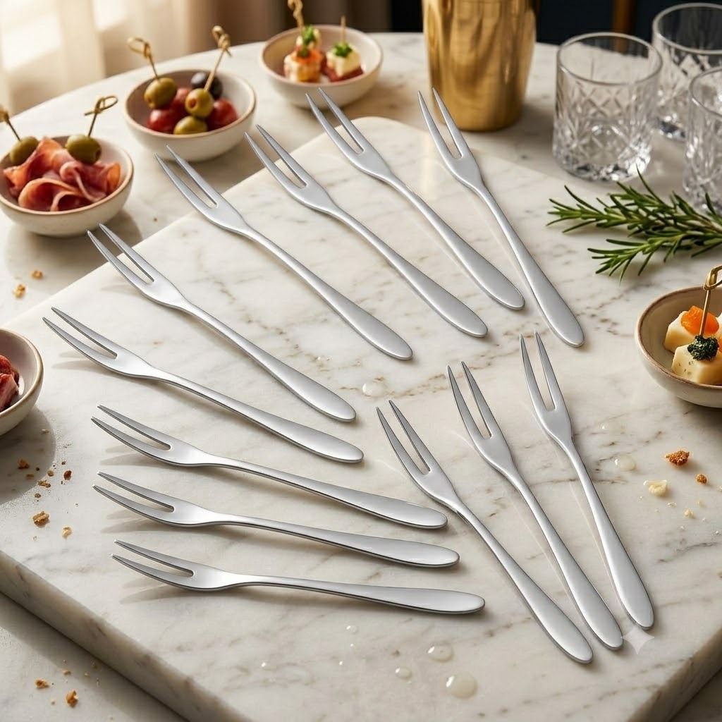 haniza Fruit Fork Set | Pack of 12 Stainless Steel Fruit Fork Set-picture-39