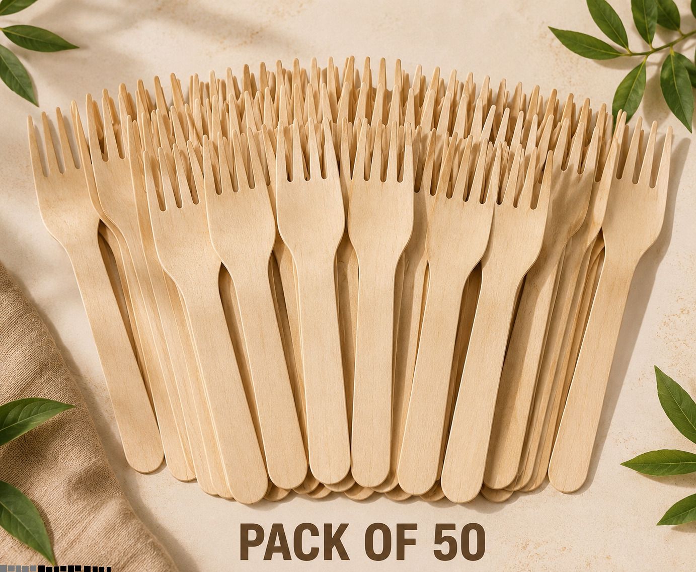 bzilo Pack of 50 Wooden Disposable Forks 160 mm for Birthday, Events & Party B52 Disposable Wooden Fruit Fork-picture-12