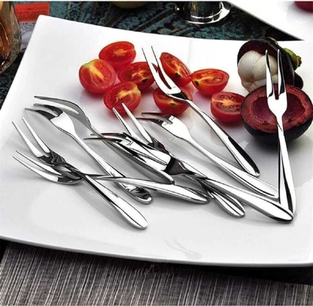 r j global RJ Global remium Cocktail Fork Set of 10 | 2-Prong Fruit Stainless Steel Fruit Fork Set-picture-36