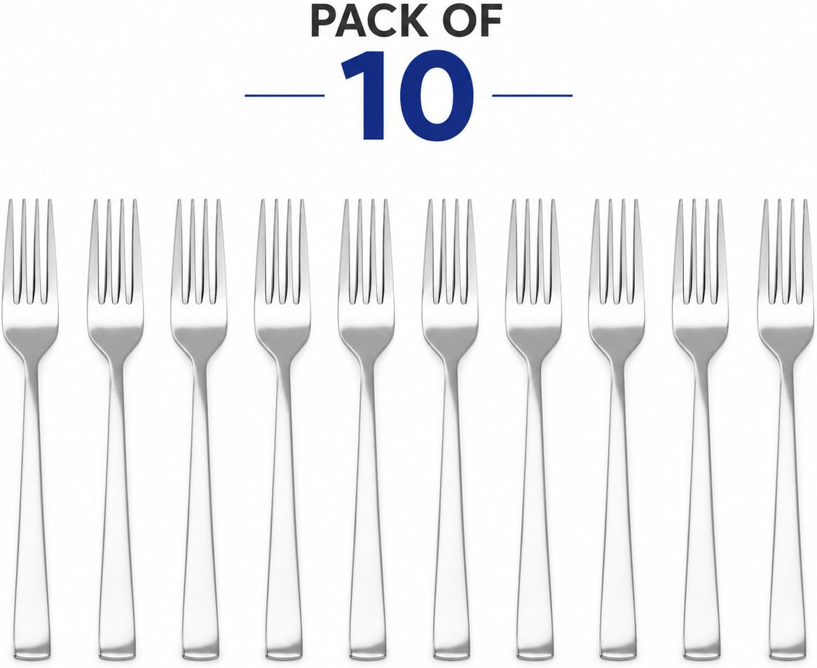 ideal prime Heavy Gauge Stainless Steel 8" Fork Set Of 10 Pieces Kaata Chammach Stainless Steel Dinner Fork Set-picture-3