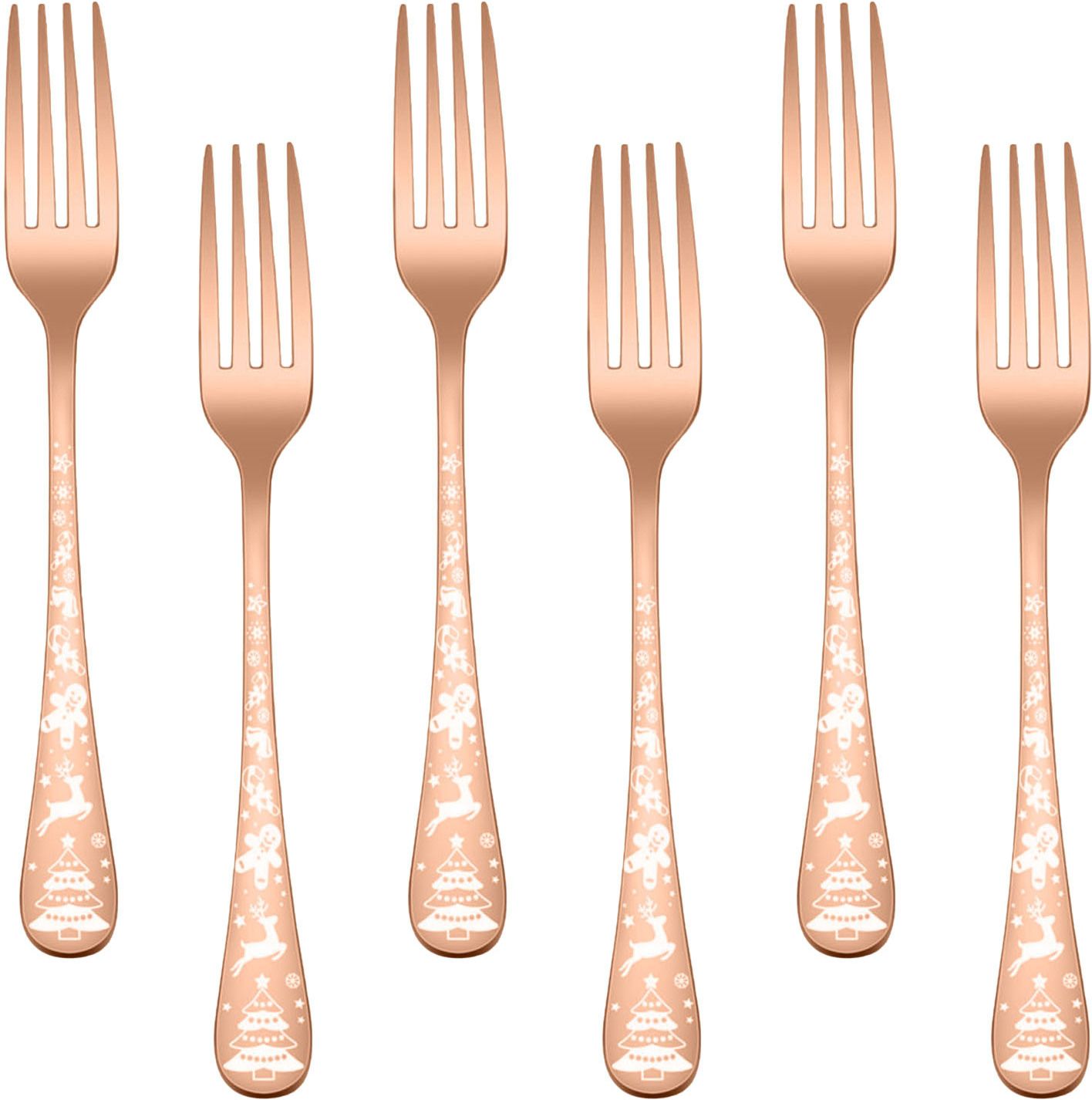 opulenceware Stainless Steel Cocktail Forks Mirror Polish & Dishwasher Safe Forks (Rose Gold) Stainless Steel Dinner Fork Set-picture-15