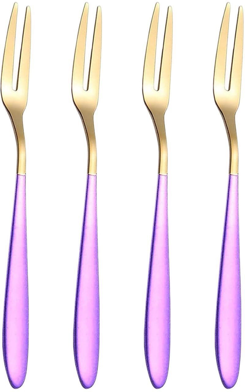 p-plus international Stainless Steel Small Dessert Fruit Forks Set Reusable for Home, Dishwasher Safe Stainless Steel Dessert Fork Set-picture-23