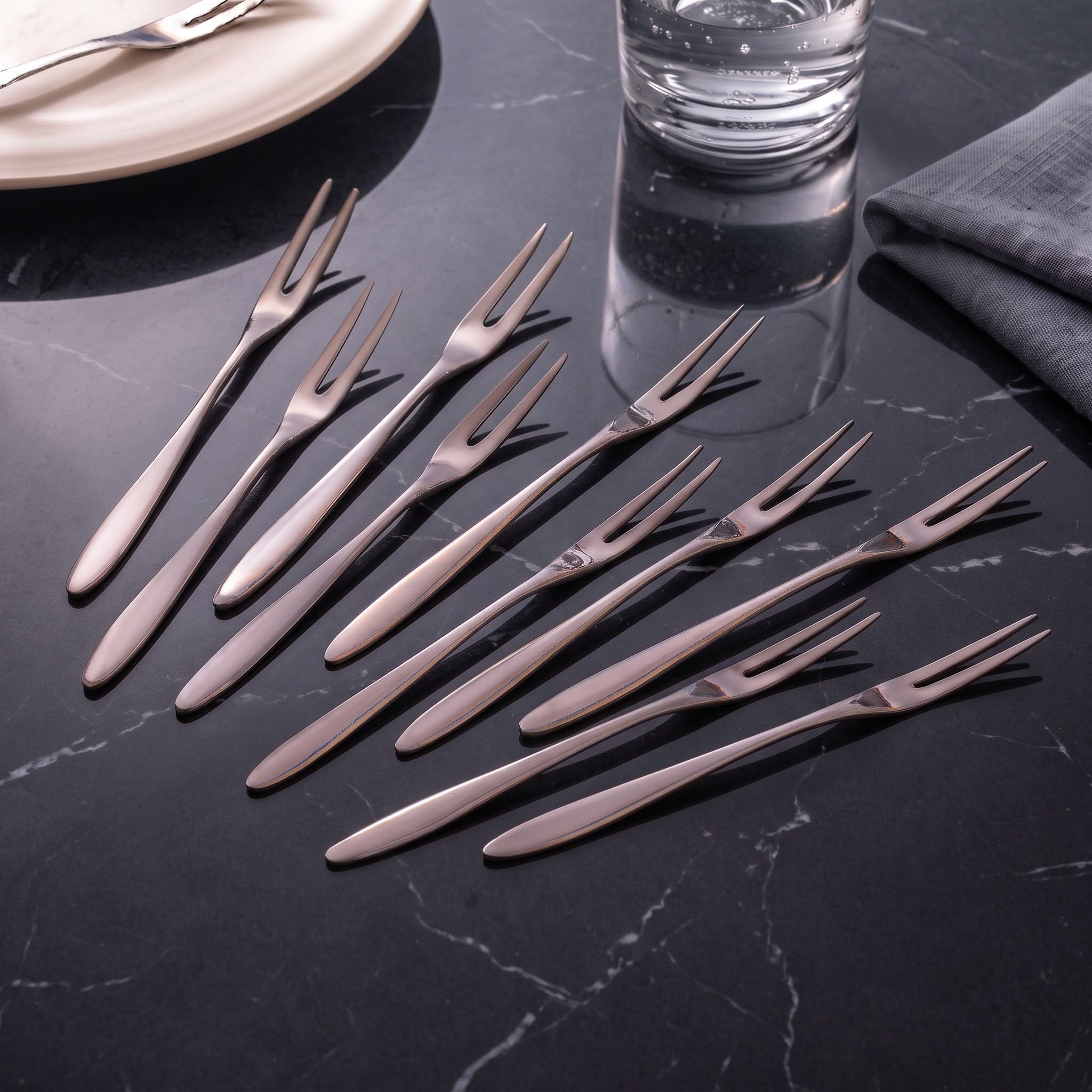 kapiraj shopee Handy Stainless Steel Fruit Fork Set For Kitchen Dining Tableware Pack Of 10 Steel Fruit Fork, Salad Fork, Dessert Fork Set-picture-29