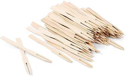swastha hygiene Wooden Fruit Forks 9 cm Pack of 160 for Snacks Desserts & Party Appetizers Disposable Wooden Serving Fork Set-picture-28
