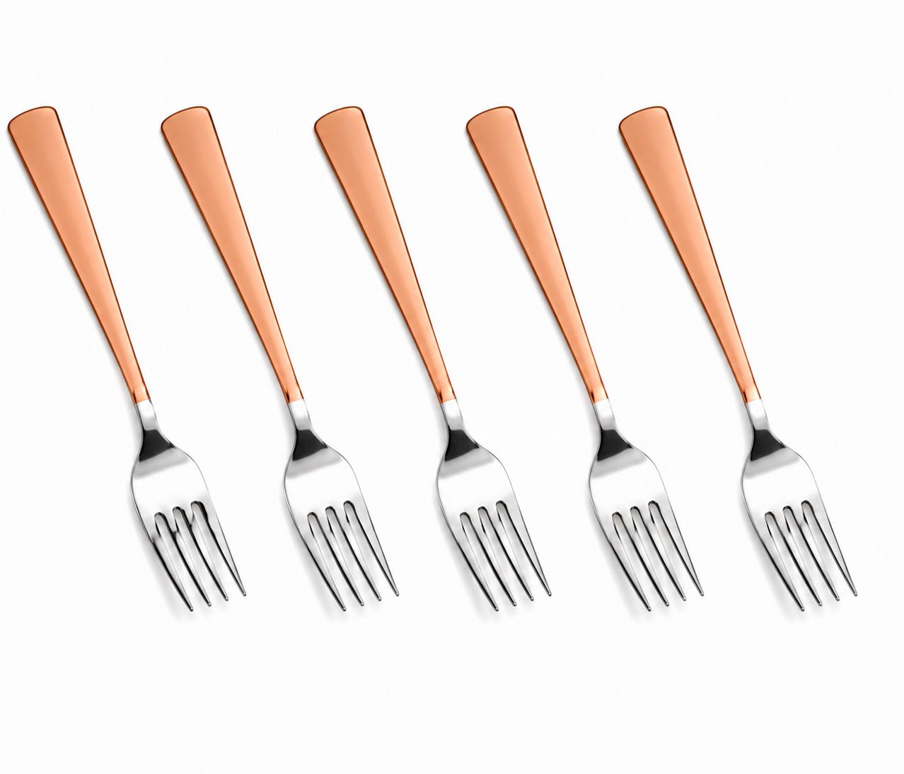 yuiop - Copper Plated Fork Set Of 5 - 17cm Long - Premium Forks For Home & Kitchen Copper, Stainless Steel Dinner Fork, Fruit Fork, Salad Fork, Serving Fork Set-picture-48