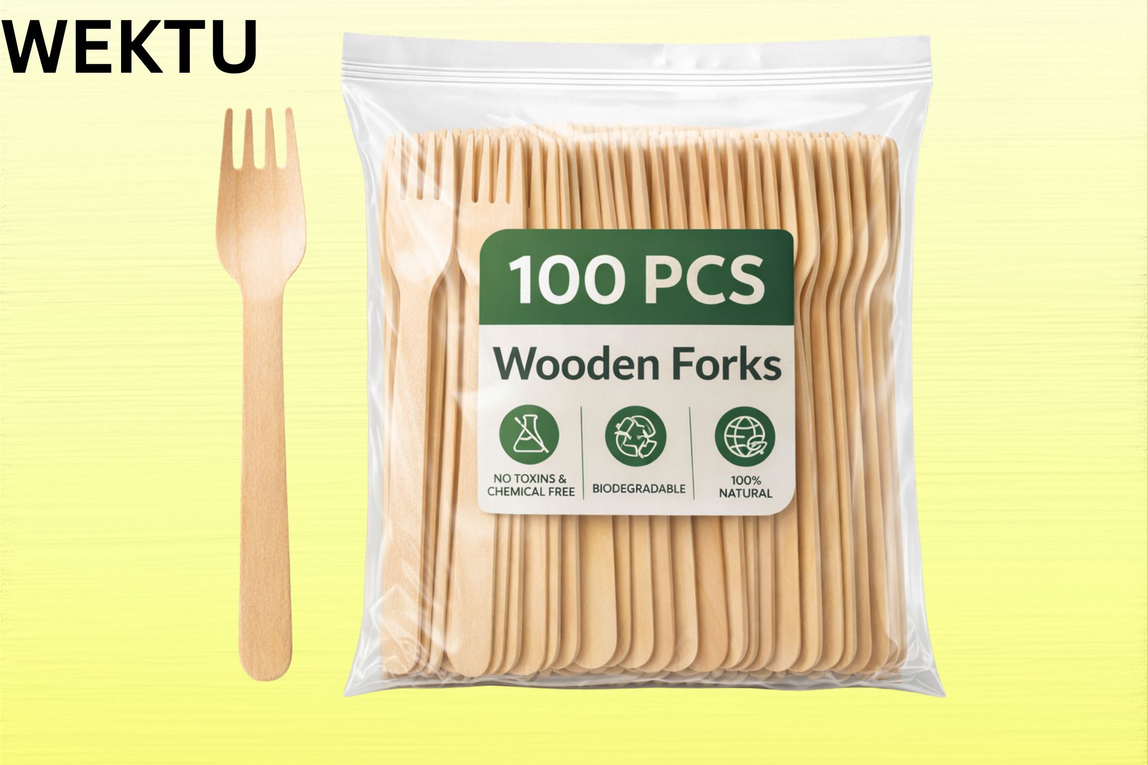 WEKTU Eco-Premium 14cm Wooden Fork/50 Disposable Wooden Fruit Fork Set-image-49