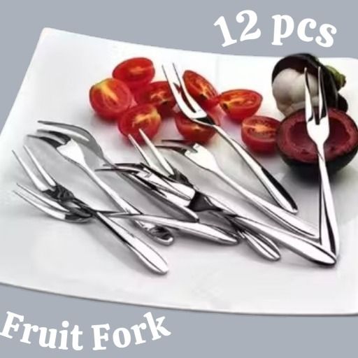 Fruit Fork Set of 12 | Mirror Finish Mini Dessert & Cocktail Forks Stainless Steel Serving Fork Set-image-0