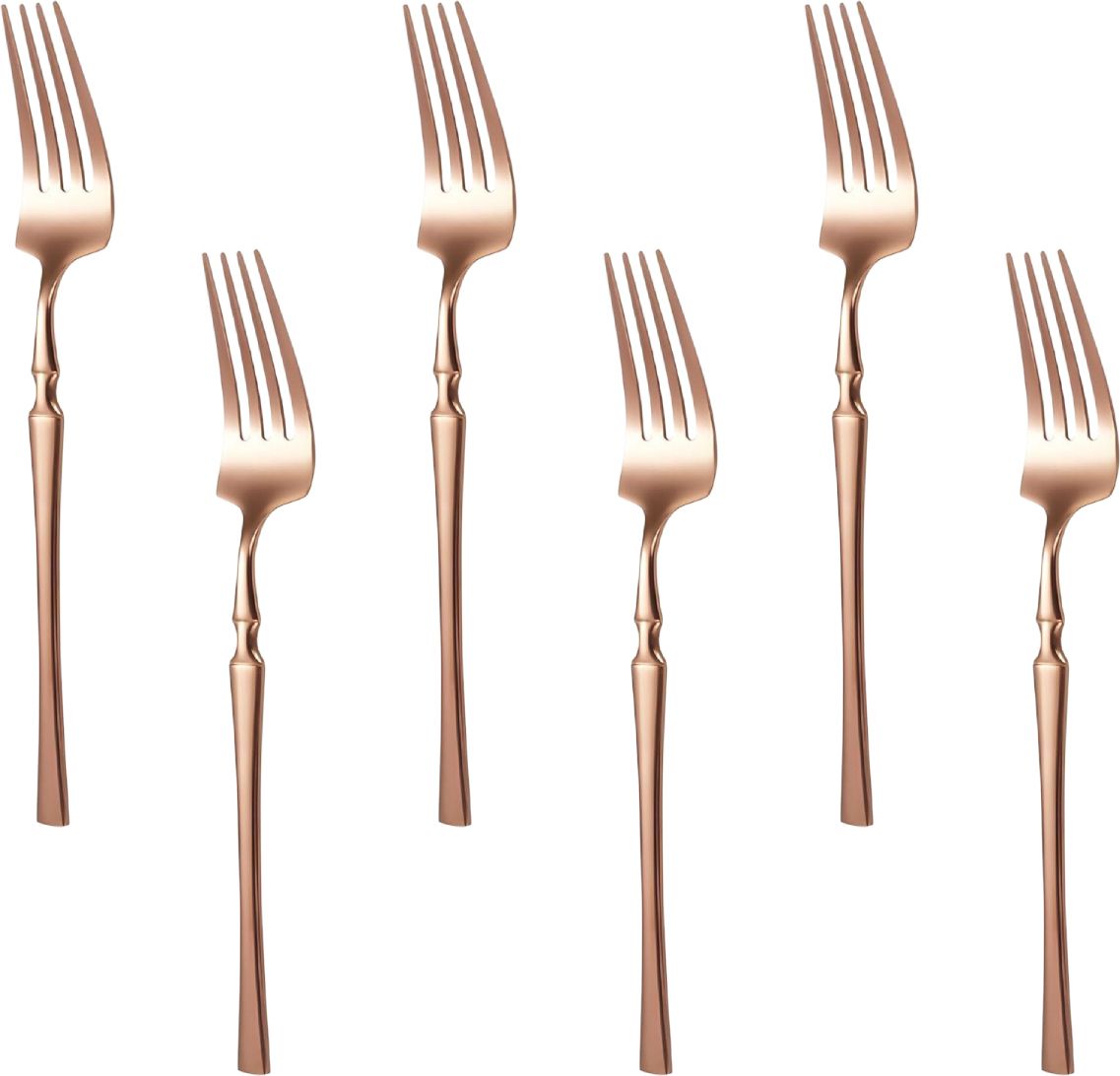Ergonomic Dessert Fork - Slim Handle Designer Flatware Mini forks (Rose Gold) Stainless Steel Dessert Fork Set-image-37