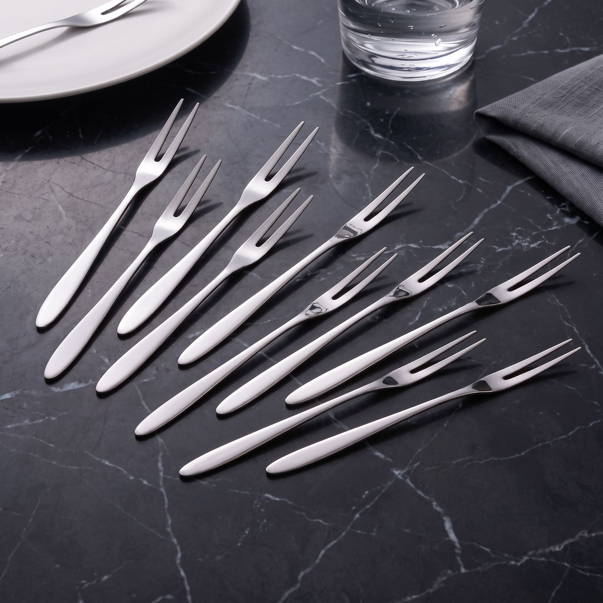 kapiraj shopee Silver Stainless Steel Fruit Fork Set For Family Gathering Dining Pack Of 10 Steel Fruit Fork, Salad Fork, Dessert Fork Set-picture-28