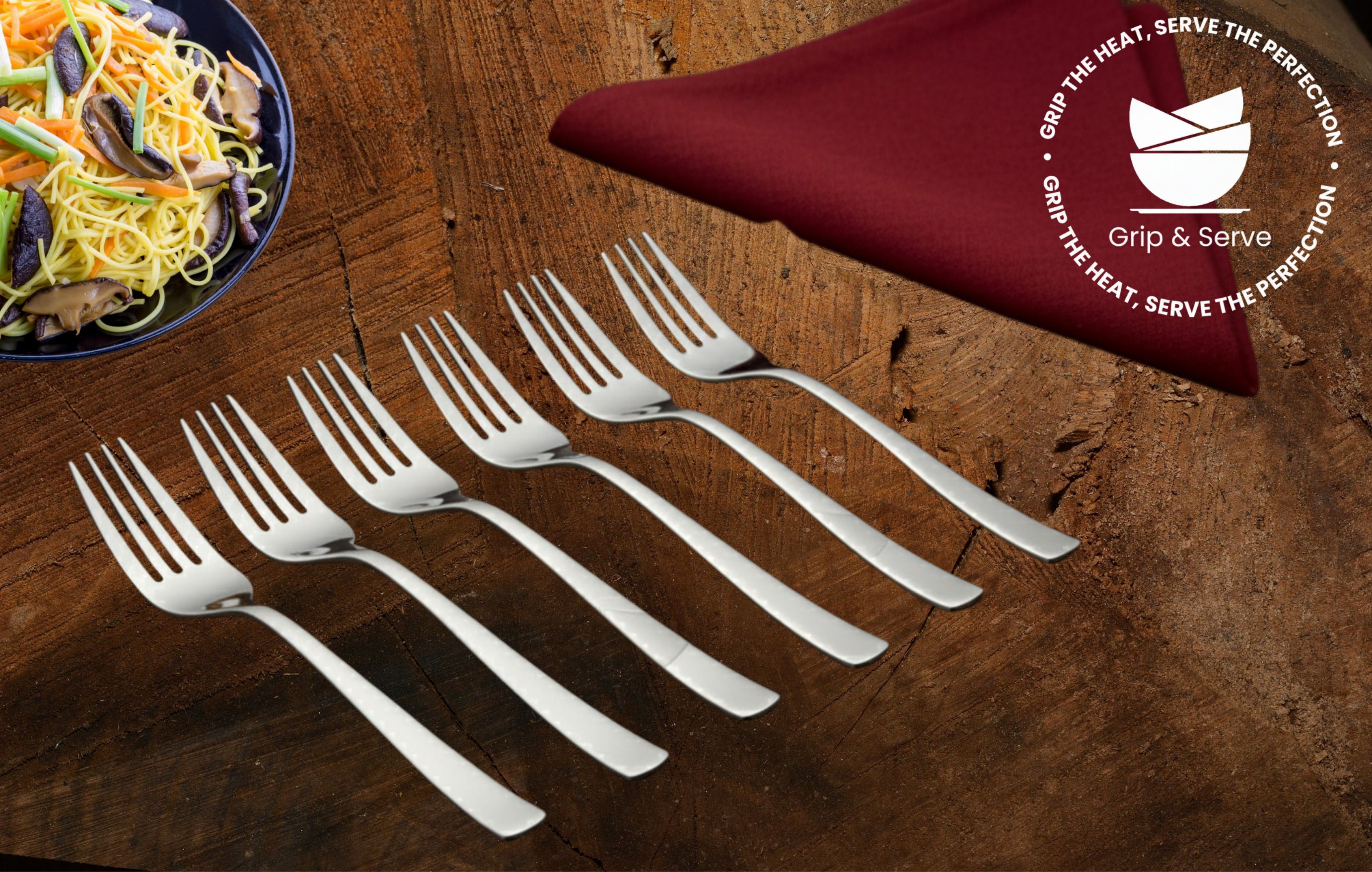 grip and serve Premium Stainless Steel Fork/Food Grade/BPA Free/6PC/4 Stainless Steel Dinner Fork Set-picture-14