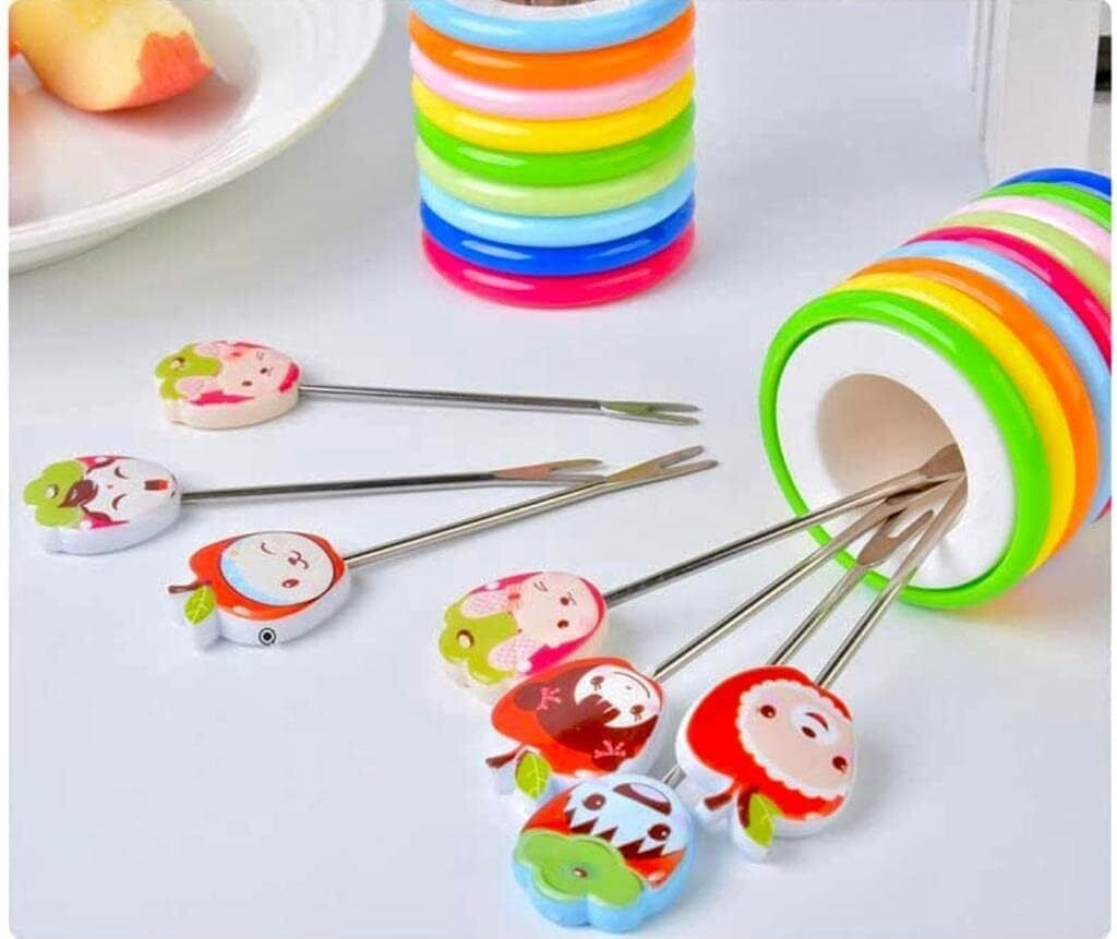 AVTY-FruitSet-8 Plastic Baby Fork, Fruit Fork, Salad Fork, Serving Fork Set