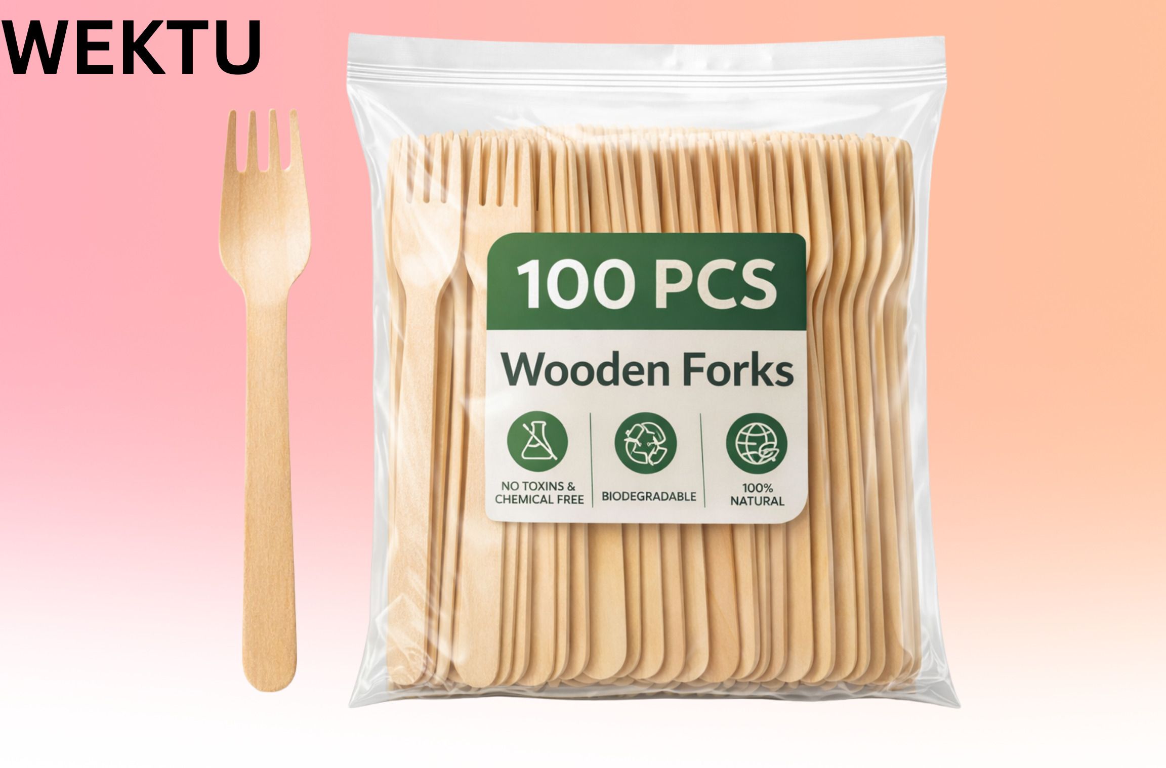 wektu Disposable Wooden Fruit Fork Set-picture-48
