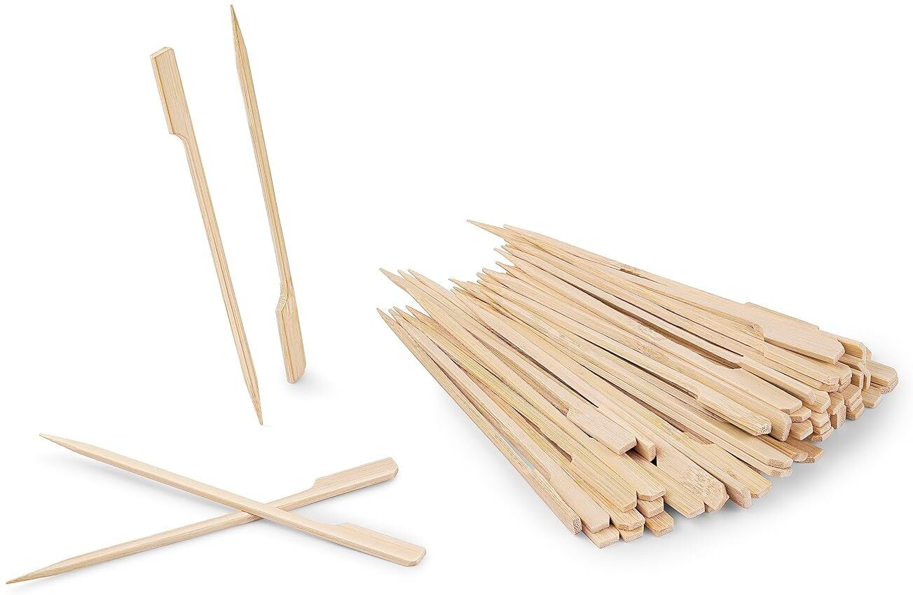 Wooden Gun Stick Skewers for Appetizers, Fruits, Kababs & BBQ (3.5 Inch) Disposable Bamboo Serving Fork, Salad Fork, Roast Fork, Fruit Fork, Dinner Fork, Dessert Fork Set-image-7