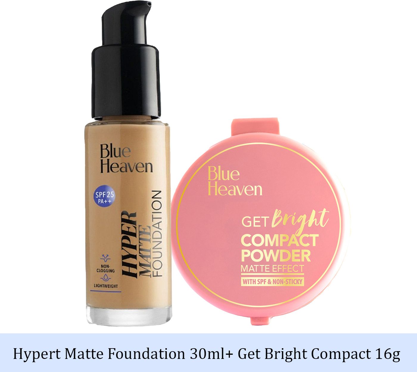 blue heaven Hyper Matte Foundation 30Ml Caramel401+Get Bright Compact Powder_16G Caramel401 Foundation-picture-36