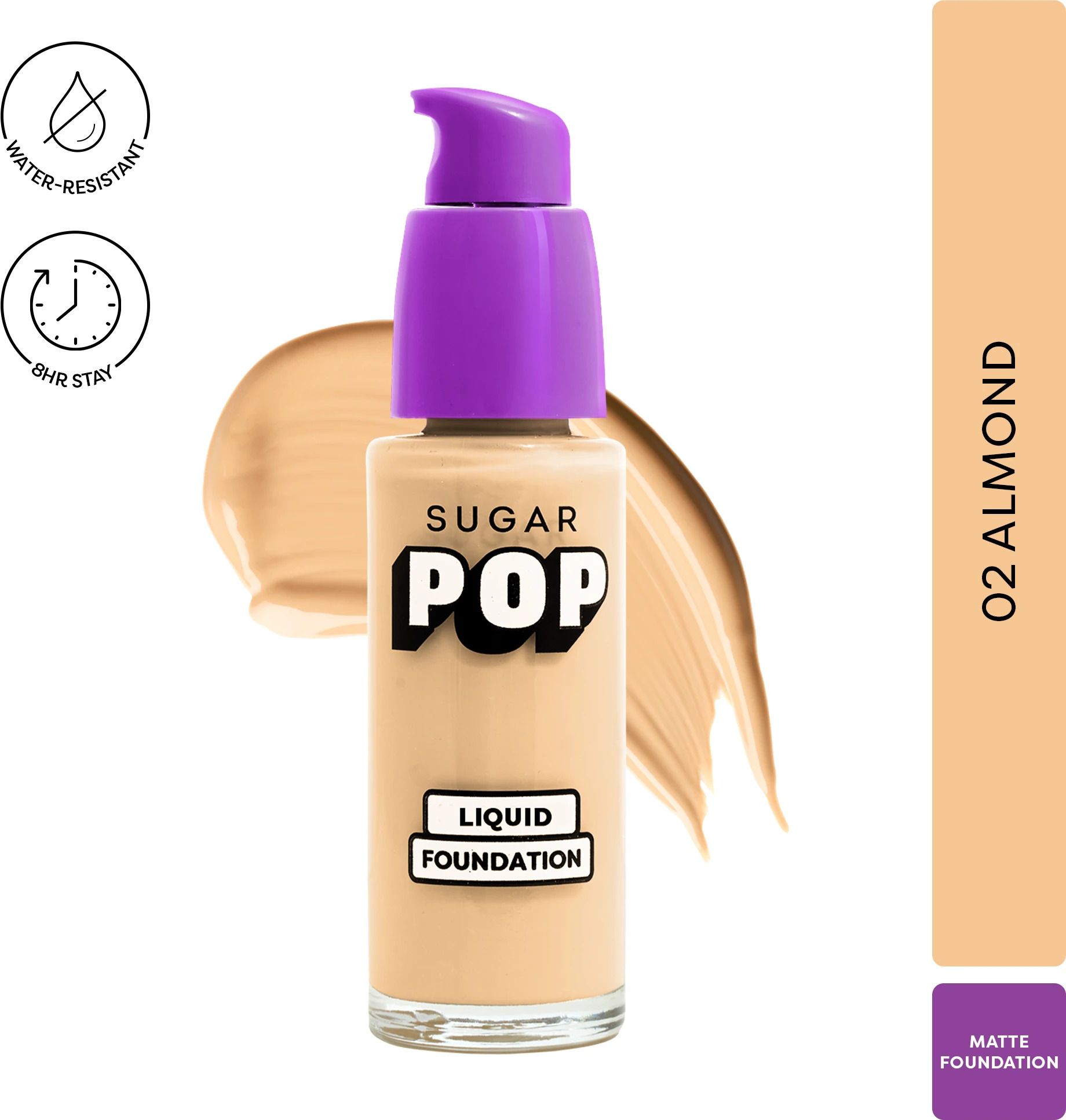 sugar pop Liquid Foundation - 02 Almond | Water Resistant | Super Matte | Full Coverage Foundation-picture-17