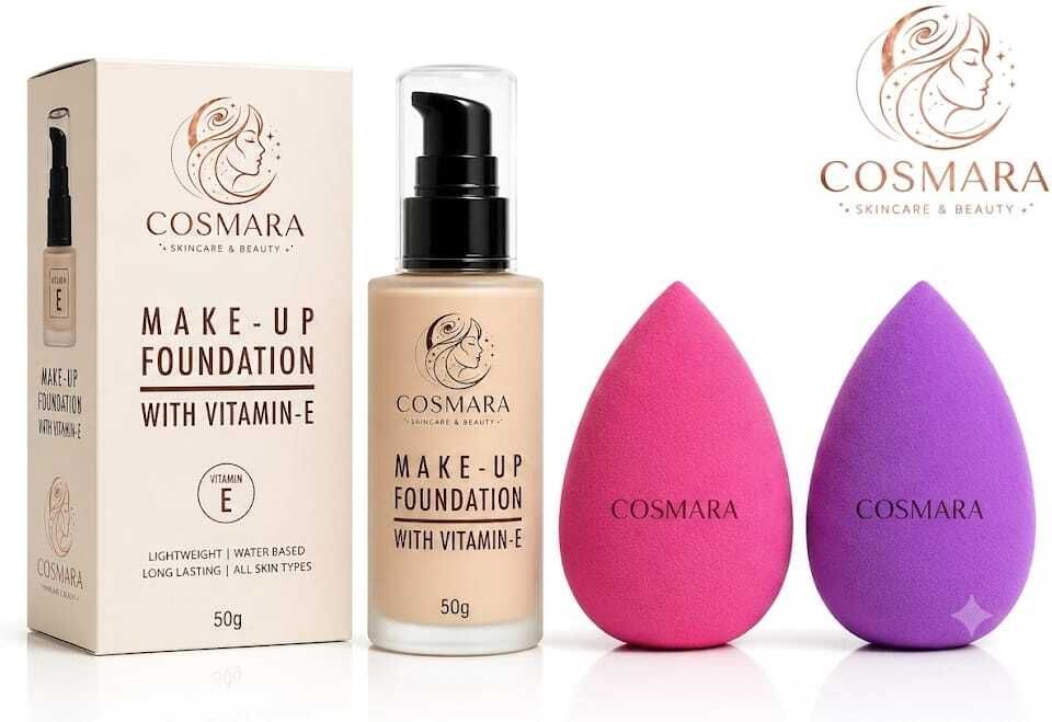 5. Long Lasting Liquid Foundation with 2 Beauty Blenders Makeup Combo Set-image-44